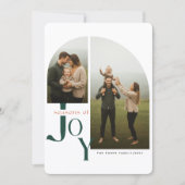 Modern Arch Photo Family Green Script Christmas Feestdagenkaart (Voorkant)