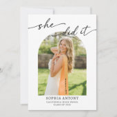 Modern Arch Photo Graduation Party Invitation Kaart (Voorkant)