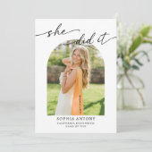 Modern Arch Photo Graduation Party Invitation Kaart (Staand voorkant)