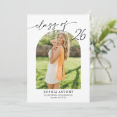 Modern Arch Photo Graduation Party Invitation Kaart (Staand voorkant)