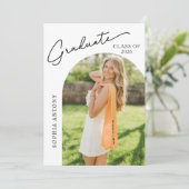 Modern Arch Photo Graduation Party Invitation Kaart (Staand voorkant)
