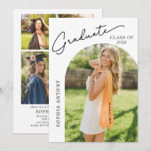 Modern Arch Photo Graduation Party Invitation Kaart (Voorkant / Achterkant)