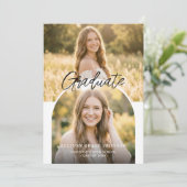 Modern Arch Photo Graduation Party Invitation Kaart (Staand voorkant)