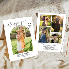 Modern Arch Photo Graduation Party Invitation Kaart