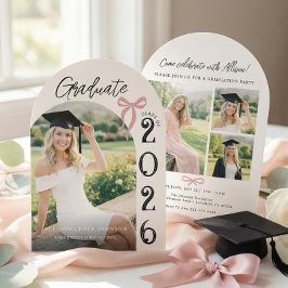 Modern Arch Photo Graduation Party Invitation Kaart