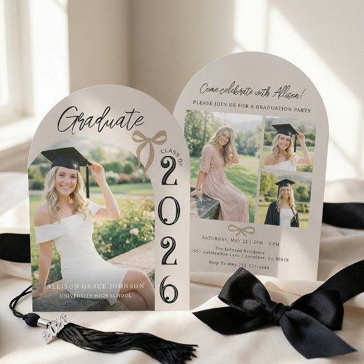 Modern Arch Photo Graduation Party Invitation Kaart