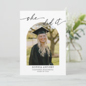 Modern Arch Photo Graduation Party Invitation Kaart (Staand voorkant)