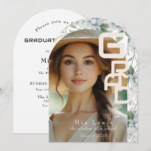 Modern Arch Photo Graduation Party Kaart (Voorkant / Achterkant)