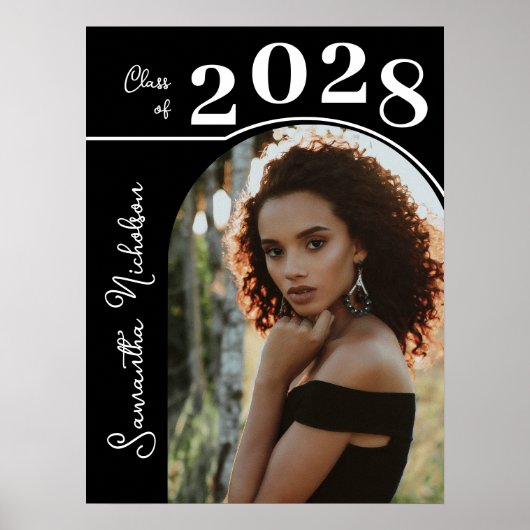 Modern Arch Photo Graduation Party Zwart Poster (Voorkant)