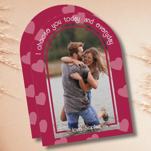 Modern Arch Photo Hot Pink Valentijnsdag Kaart