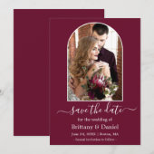 Modern Arch Photo Lijst Burgundy Save The Date (Voorkant / Achterkant)