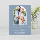 Modern Arch Photo Lijst Dusty Blue Save The Date (Staand voorkant)