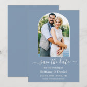 Modern Arch Photo Lijst Dusty Blue Save The Date (Voorkant / Achterkant)
