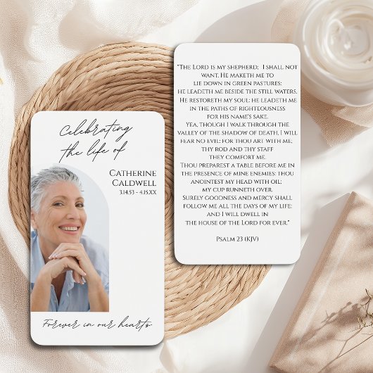 Modern Arch Photo Memorial Prayer Card Visitekaartje