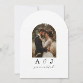 Modern Arch Photo Minimal Script Wedding Kaart (Achterkant)