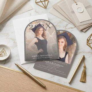 Modern Arch Photo Minimalist Graduation Kaart