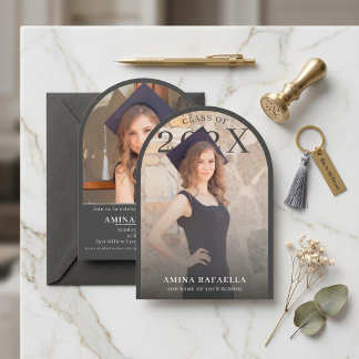 Modern Arch Photo Minimalist Graduation | PhotoPop Kaart