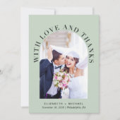 Modern Arch Photo Sage Wedding Bedankkaart (Voorkant)