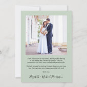 Modern Arch Photo Sage Wedding Bedankkaart (Achterkant)