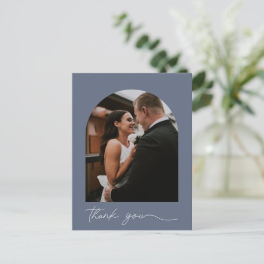 Modern Arch Photo Weddenschap Bedankt Briefkaart (Staand voorkant)