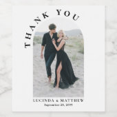 Modern Arch Photo Weddenschap Bedankt Wijn Etiket (Enkel label)