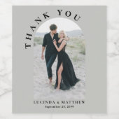 Modern Arch Photo Weddenschap Bedankt Wijn Etiket (Enkel label)