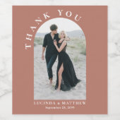 Modern Arch Photo Weddenschap Bedankt Wijn Etiket (Enkel label)