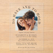 Modern Arch Photo Wedding Acryl Uitnodigingen (Voorkant)