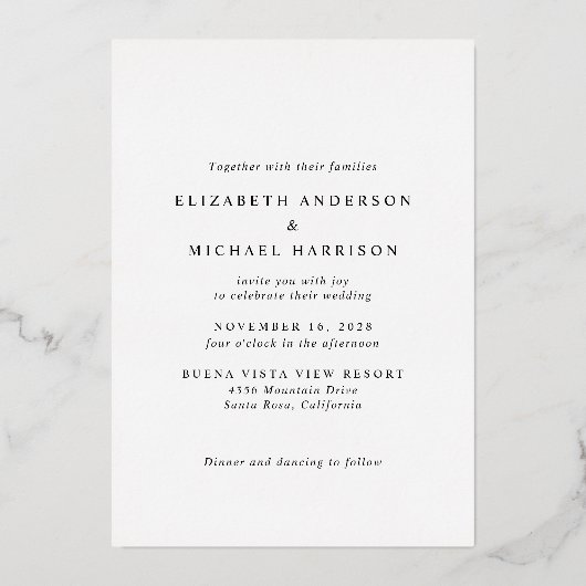 Modern Arch Photo Wedding Folie Uitnodiging (Achterkant)