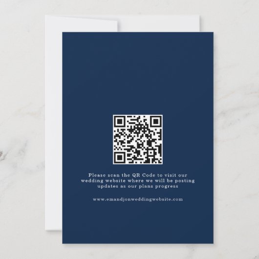 Modern Arch Photo Wedding Navy Blue Save The Date (Achterkant)