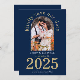 Modern Arch Photo Wedding Navy Blue Save The Date