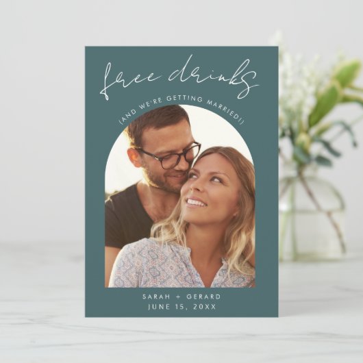 Modern Arch Photo Wedding Save The Date (Staand voorkant)