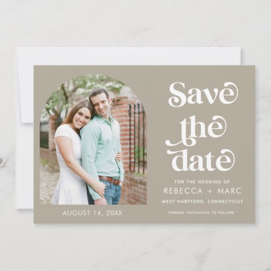 Modern Arch Photo Wedding Save the Date (Voorkant)