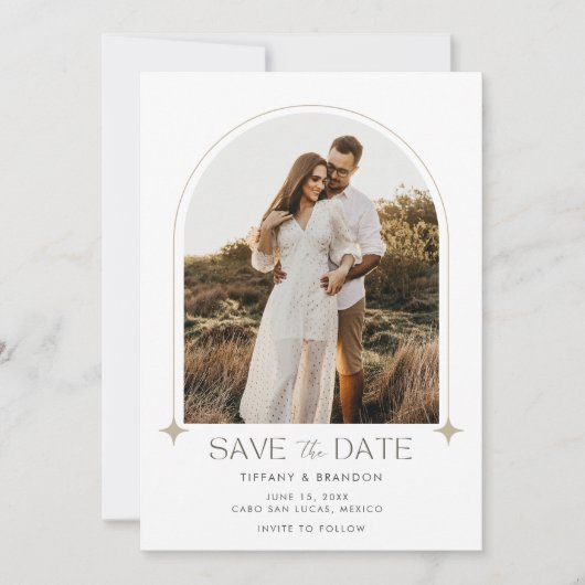 Modern Arch Photo Wedding Save The Date (Voorkant)