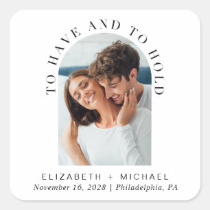 Modern Arch Photo Wedding Vierkante Sticker