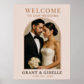 Modern Arch Photo Wedding Welcome Sign  Poster (Voorkant)