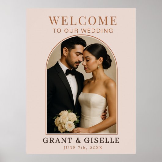 Modern Arch Photo Wedding Welcome Sign  Poster (Voorkant)
