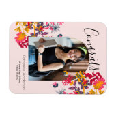 Modern Arch Pink Floral Foto Afstuderen Magneet (Horizontaal)