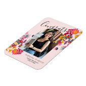 Modern Arch Pink Floral Foto Afstuderen Magneet (Linkerzijde)