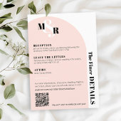 Modern Arch Pink Monogram Wedding Details Kaart