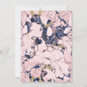 Modern Arch Pink Navy Blue Marble Wedding Kaart (Achterkant)