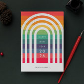 Modern Arch Rainbow Nieuwjaar Feestdagenkaart