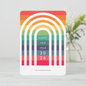 Modern Arch Rainbow Nieuwjaar Feestdagenkaart (Staand voorkant)