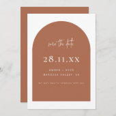 Modern Arch Retro Minimalistisch Koper Script Save The Date (Voorkant / Achterkant)