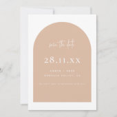 Modern Arch Retro Terrazzo Roze Script Save The Date (Voorkant)