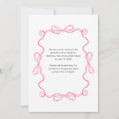 Modern Arch Roze Bloemen Foto Wit Afstuderen Aankondiging (Achterkant)