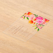 Modern Arch Roze Sinaasappel Waterverf Bloemen Huw Acryl Uitnodigingen (Laagn)