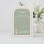 Modern Arch Sage Green Wedding Informatiekaartje (Staand voorkant)