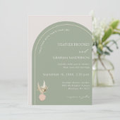 Modern Arch Sage Green Wedding Uitnodiging (Staand voorkant)