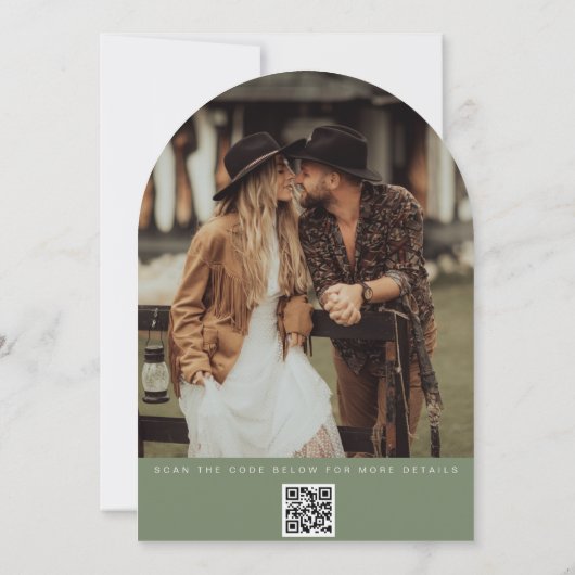 Modern Arch Sage Wedding Save The Date Kaart (Achterkant)